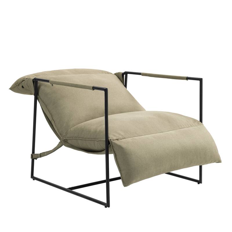 Metal Framed Sling Fabric Accent Chair Set of 2