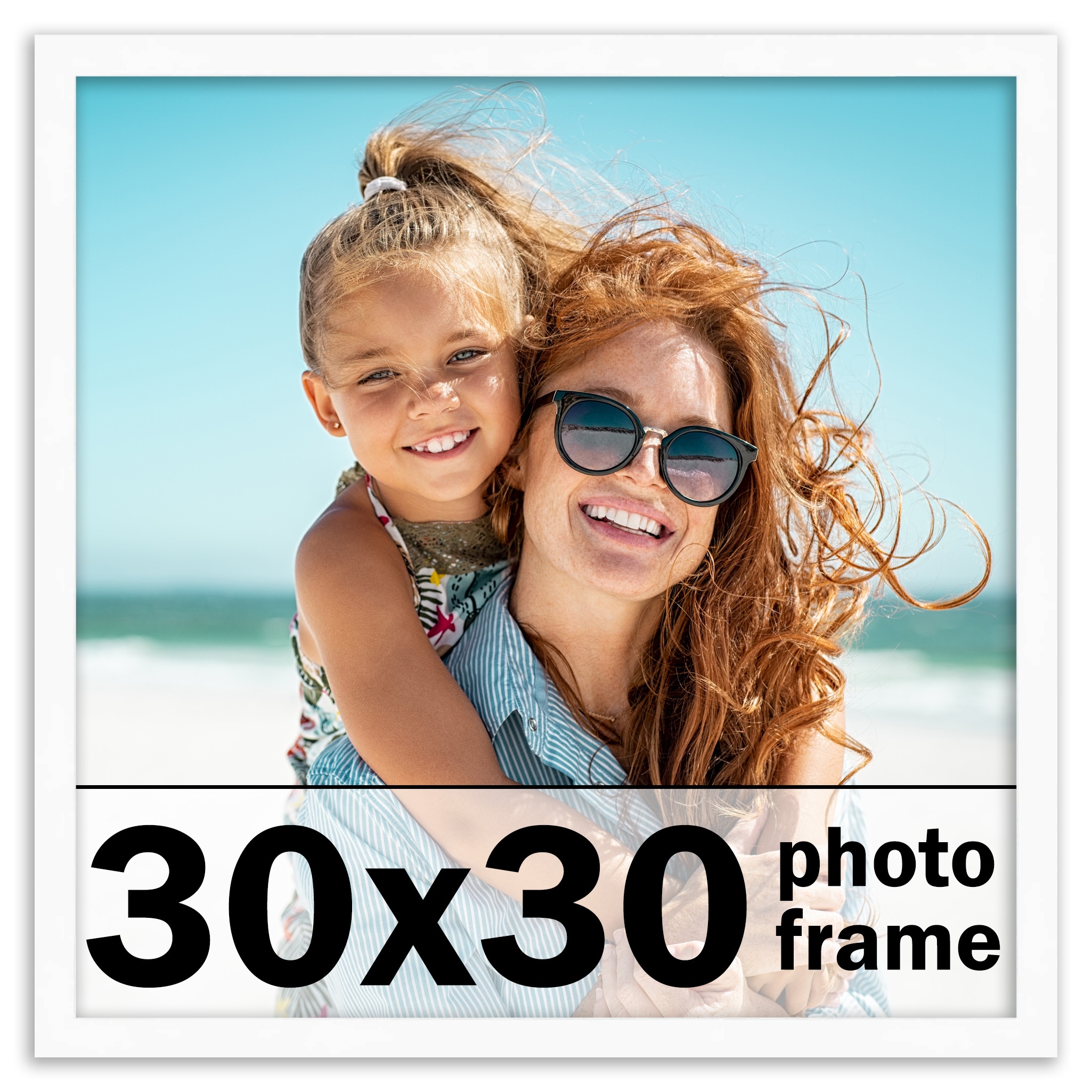 30x30 Frame White Solid Wood Picture Frame Includes UV Acrylic