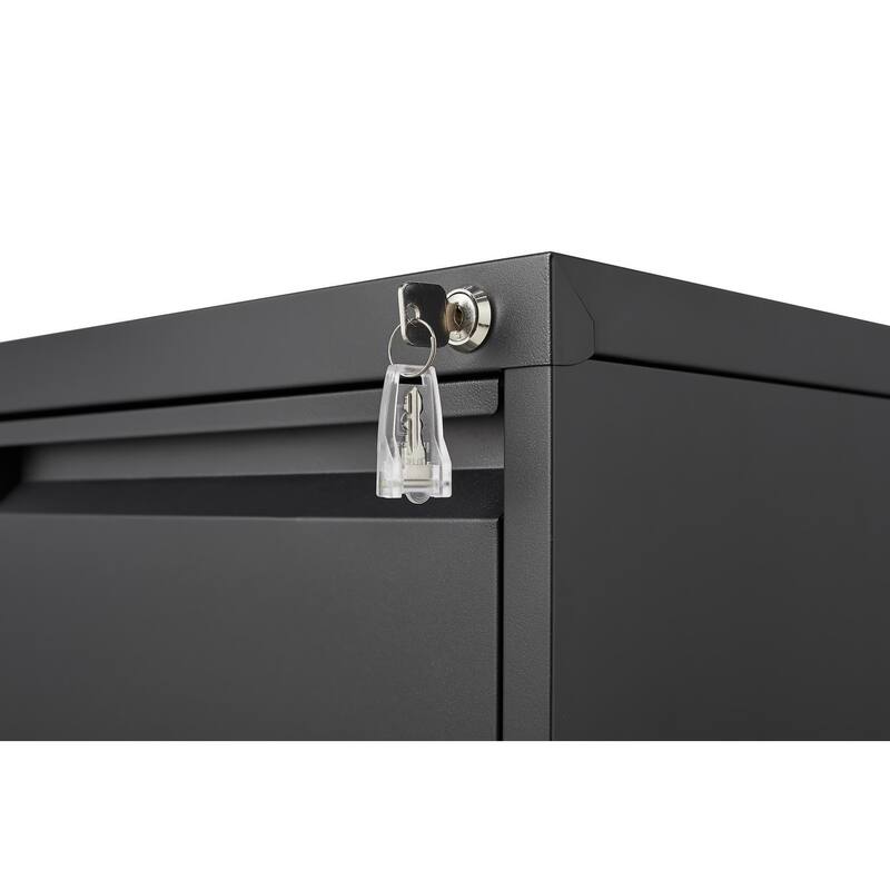 4-Drawer Locking Vertical Storage Cabinet, Office Filing Cabinet with Full Extension Drawers & Adjustable Hanging Rods