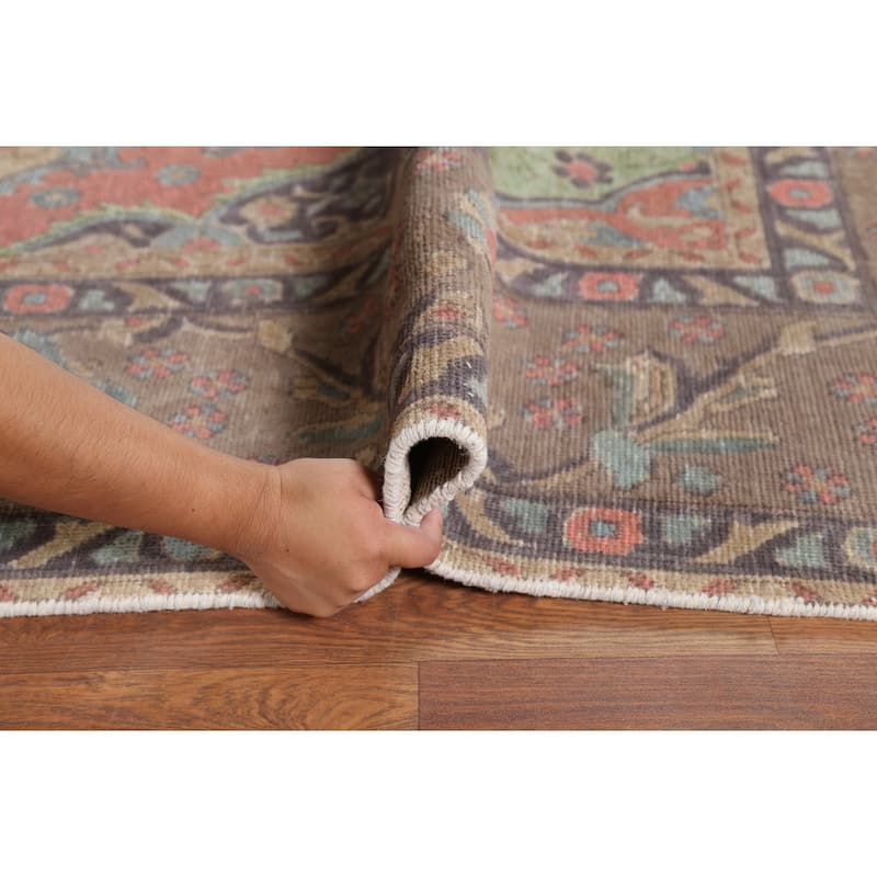 Brown Tabriz Persian Vintage Area Rug Handmade Traditional Wool Carpet - 9'4"x 12'9"