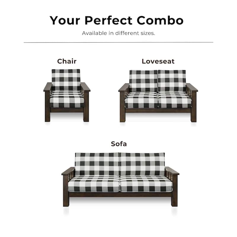 Furniture of America Milou Rustic Wood Plaid Patterned Fabric Chair