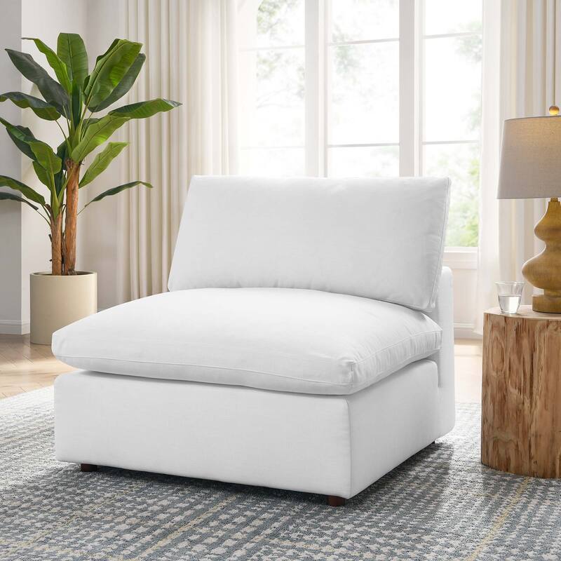 Commix Down Filled Overstuffed Armless Chair - Pure White