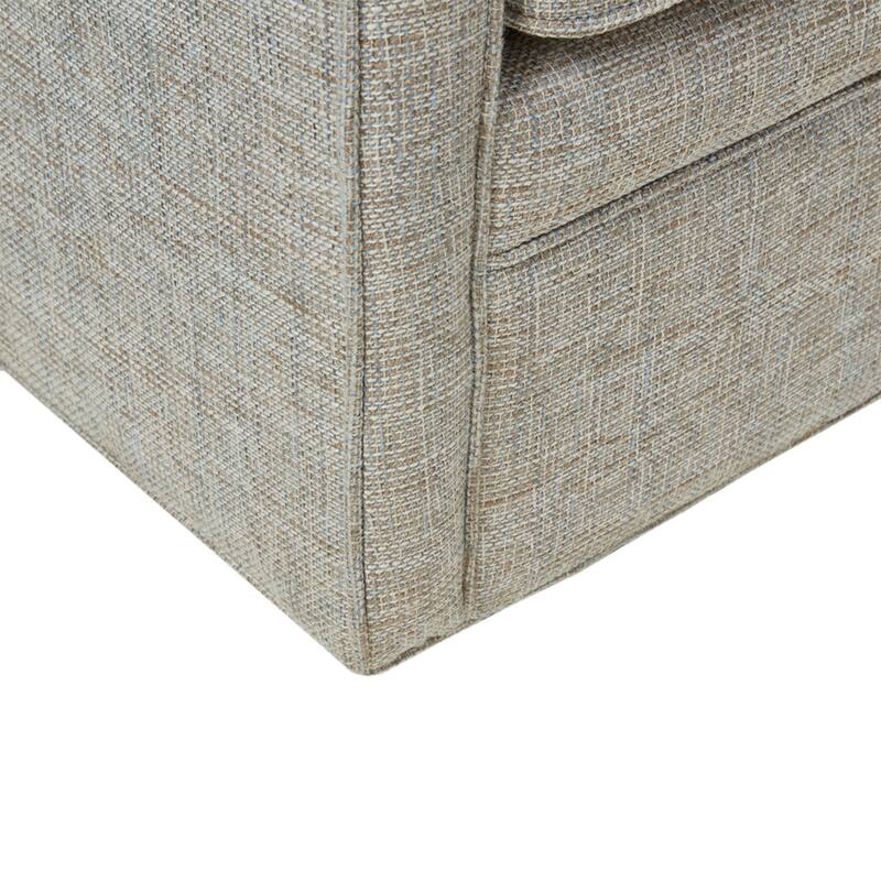 Roomfitters 360 Degree Swivel Accent Armchair, Transitional Wide Seat Lounge Chair, Upholstered Barrel Seating with Pillow, Grey