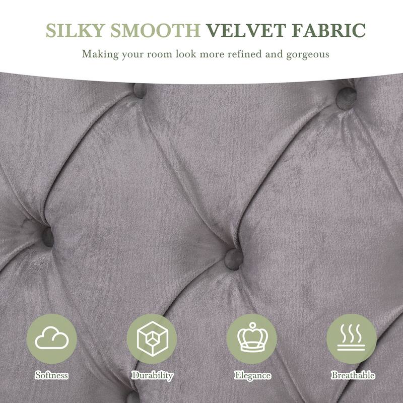 Modern Velvet Upholstered King Size Platform Bed with Headboard and Nightstands