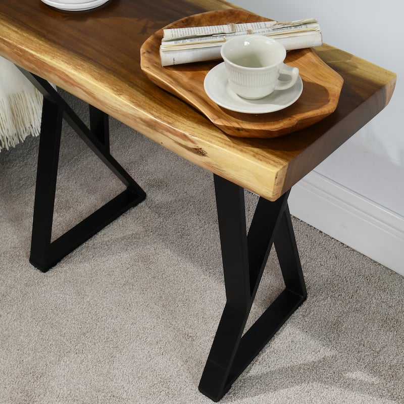 Natural Wood Rectangle Coffee Side Table 31"x14"x26"