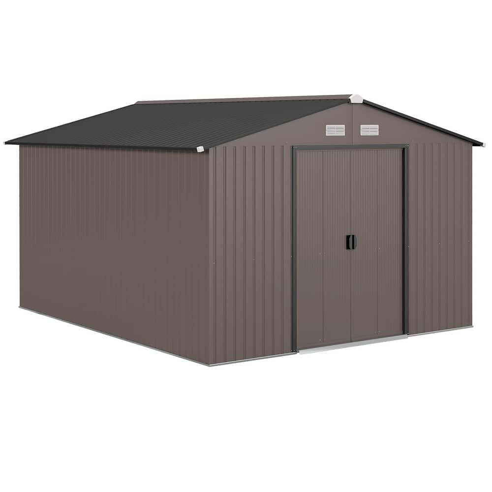 Outsunny 11' x 9' Dark Grey Metal Garden Shed