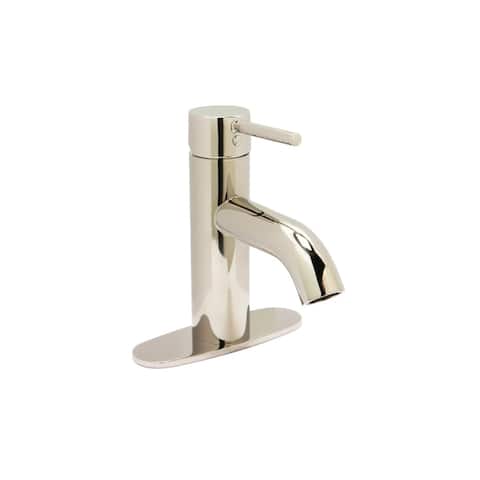 Euro Single Hole Bathroom Faucet in a Beautiful PVD Polished Nickel Finish - Single Hole