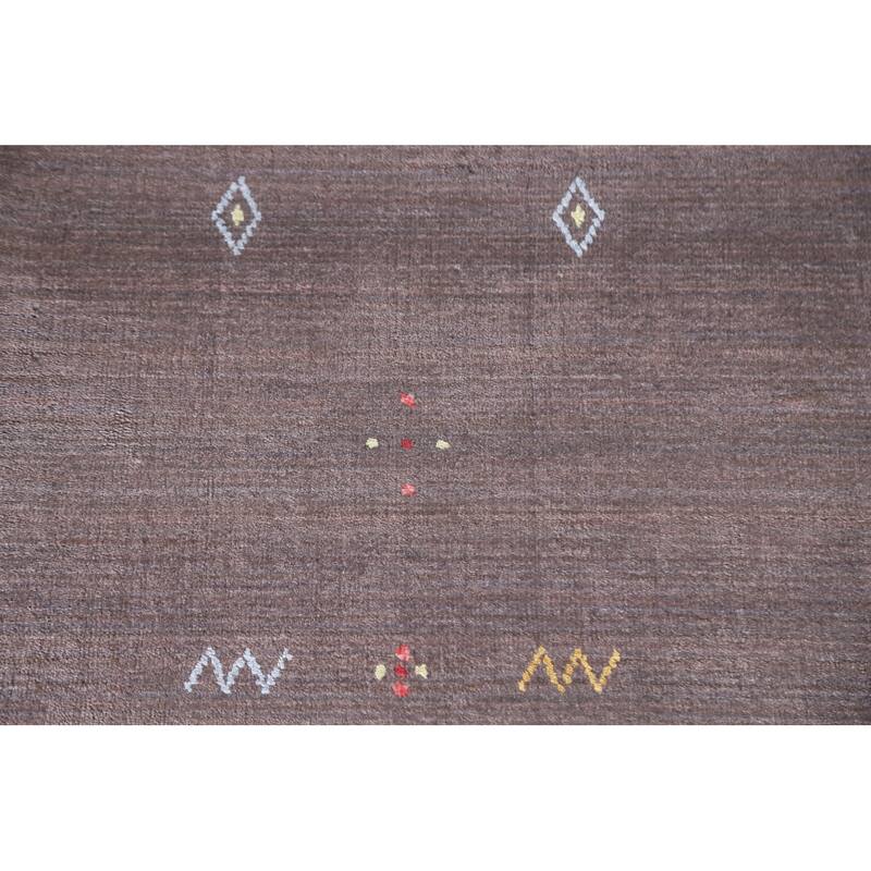 Brown Gabbeh Oriental Area Rug Handmade Wool Carpet - 8'1"x 9'10"