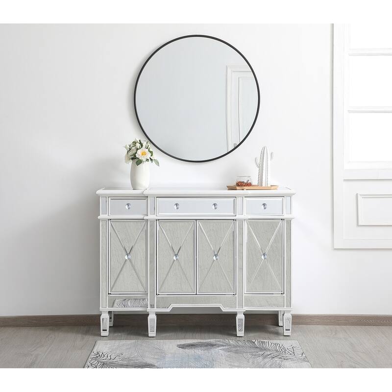 Contemporary 3-drawer 4-door Mirrored Cabinet