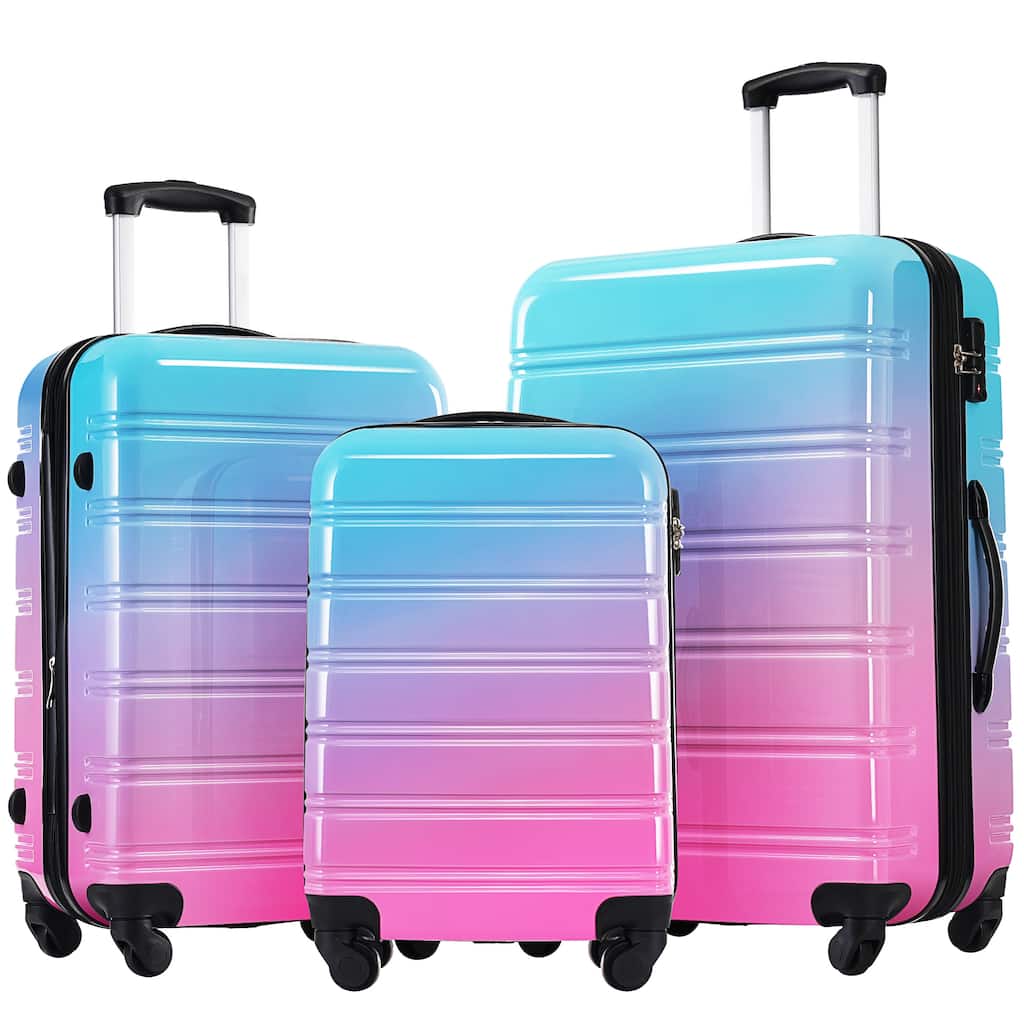 Hardshell Luggage Sets 3 Piece Gradient Color Expandable Suitcase with Spinner Wheels and TSA Lock Lightweight