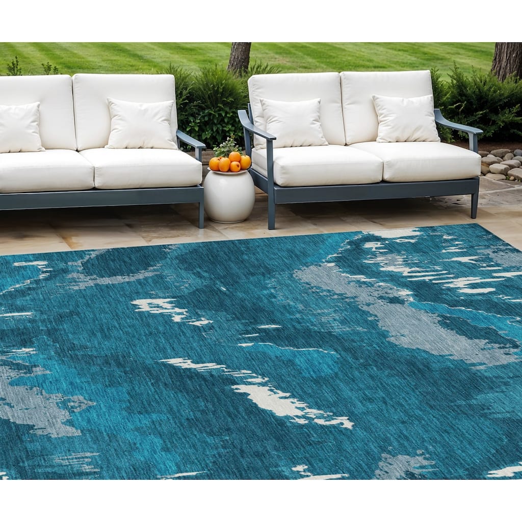HomeRoots Abstract Transitional Rectangle Outdoor Rug