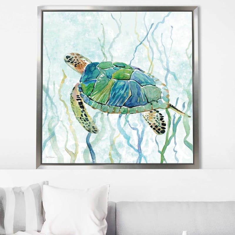 "Sea Turtle Swim II" by Carol Robinson Print on Floating Canvas