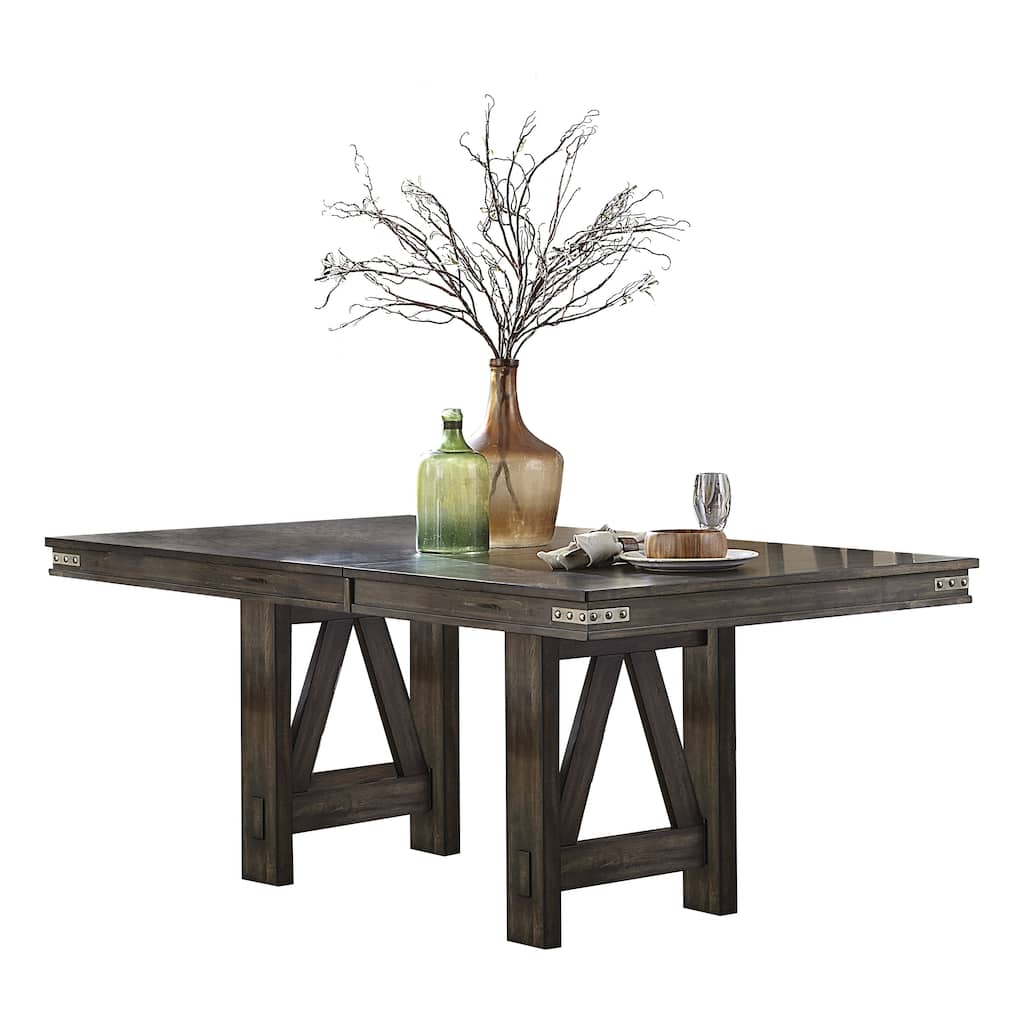 Brown Finish Rustic Look 1pc Dining Table with Butterfly Extension Leaf Solid Rubberwood Dining Furniture