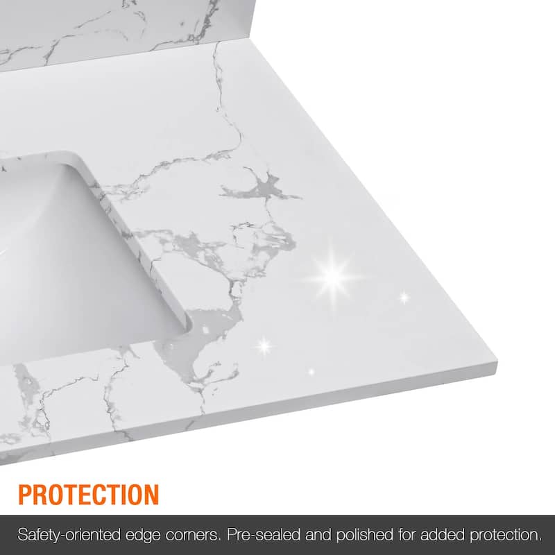 Glacifrost 49 inch Cultured Marble Bathroom Vanity Top with Sink