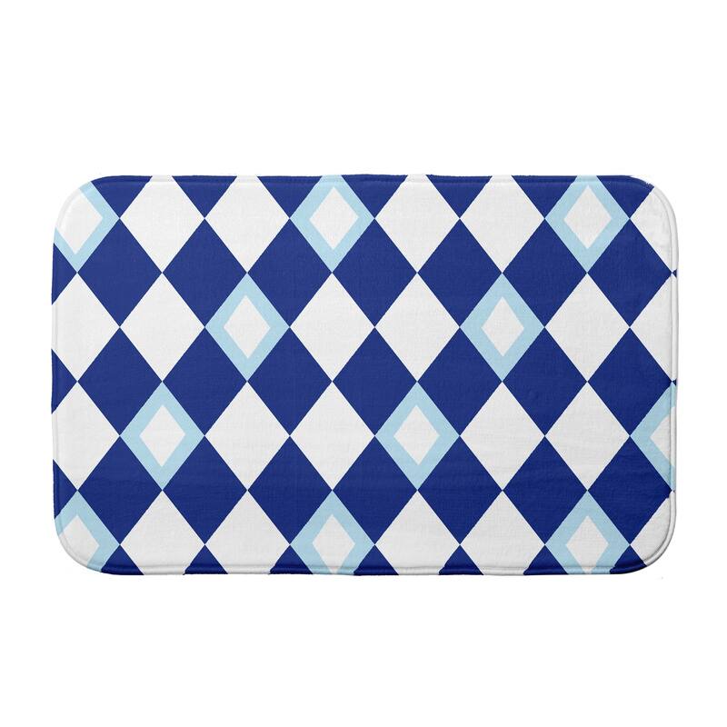 Harlequin Bath Mat - 17 x 24 - Blue