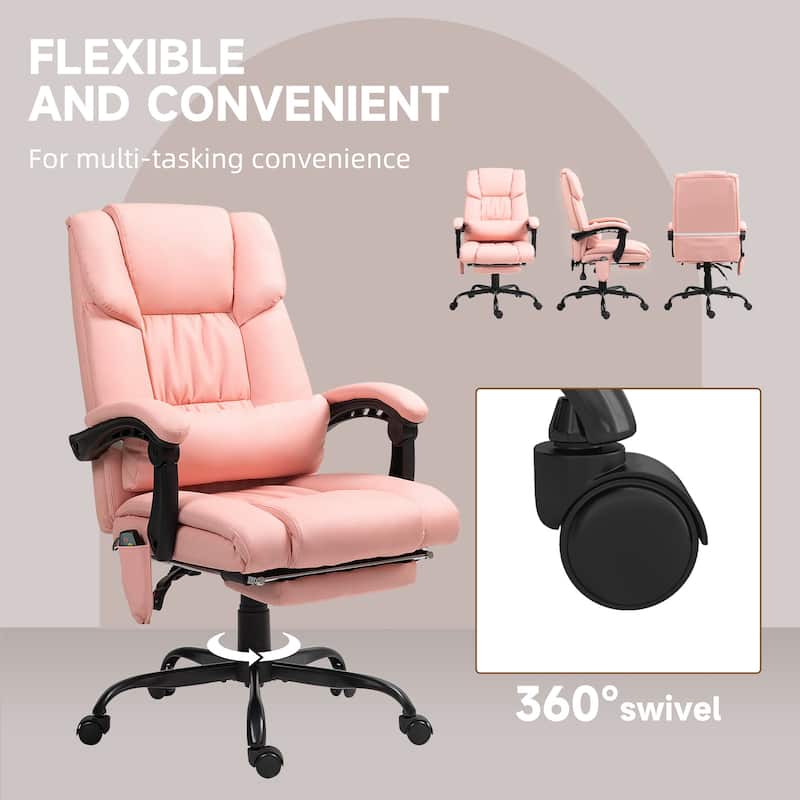 Vinsetto Office Desk Chair Recliner, Height Adjustable Movable Lumbar Support with 6-Point Vibrating Massage