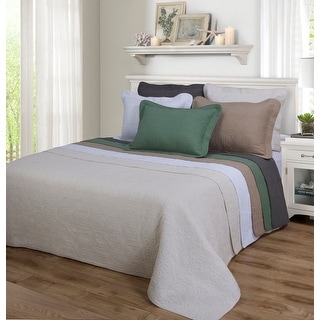 Miranda Haus Carrollton Floral Checkered Cotton Quilt Set