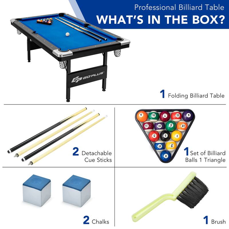Goplus 6 FT Billiard Table 76 Inch Foldable Pool Table Perfect for - See Details
