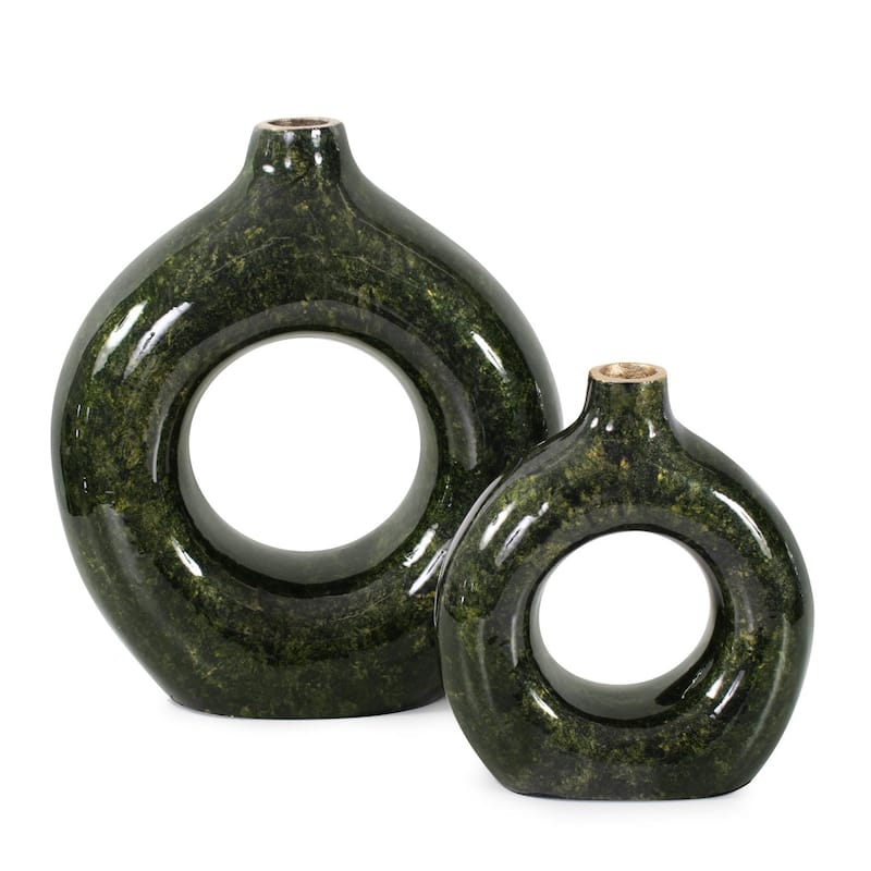 Renaldi Emerald Gold Round Vase- Medium
