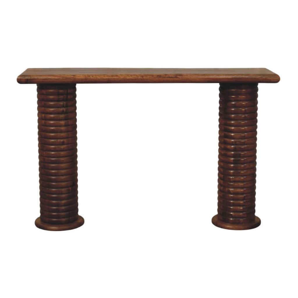 Artisan Furniture Solid Wood Sculpted Leg Console, Brown