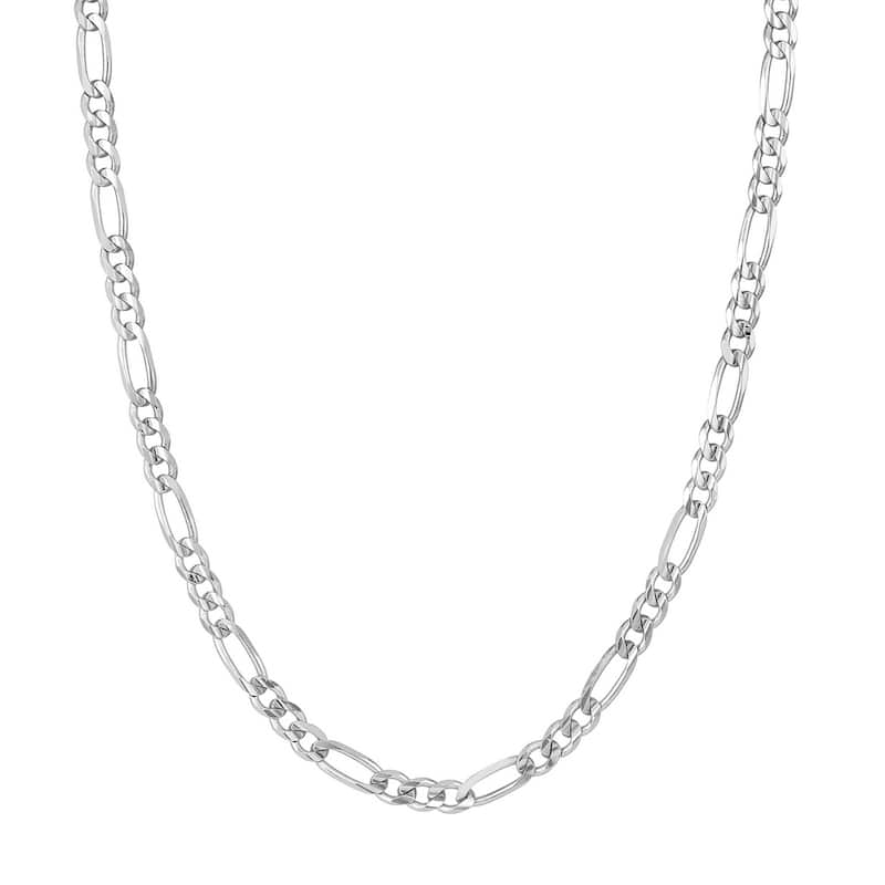 Curata 925 Sterling Silver Rhodium 5.8mm Concave Figaro Chain Necklace For Men (Lobster)