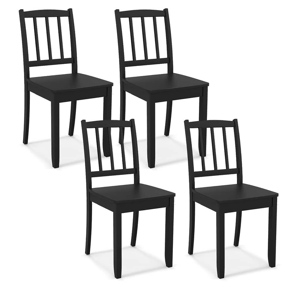 Gymax Wood Dining Chair Set of 4 w/ Rubber Wood Legs Curved Backrest