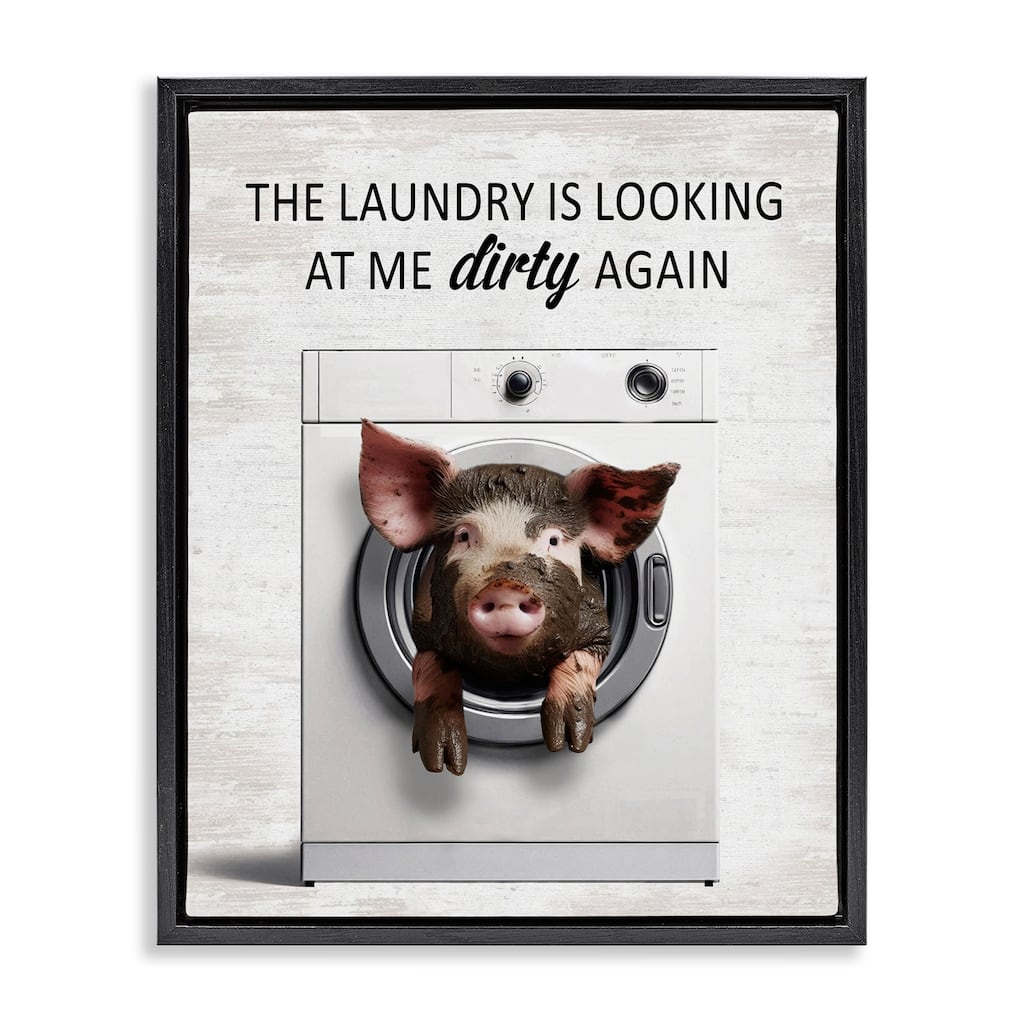 Stupell Laundry Looking At Me Dirty Framed Floater Canvas Wall Art Design By Lettered and Lined
