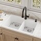 preview thumbnail 14 of 17, Karran Drop-In Quartz 33 in. 1-Hole 60/40 Double Bowl Kitchen Sink Kit