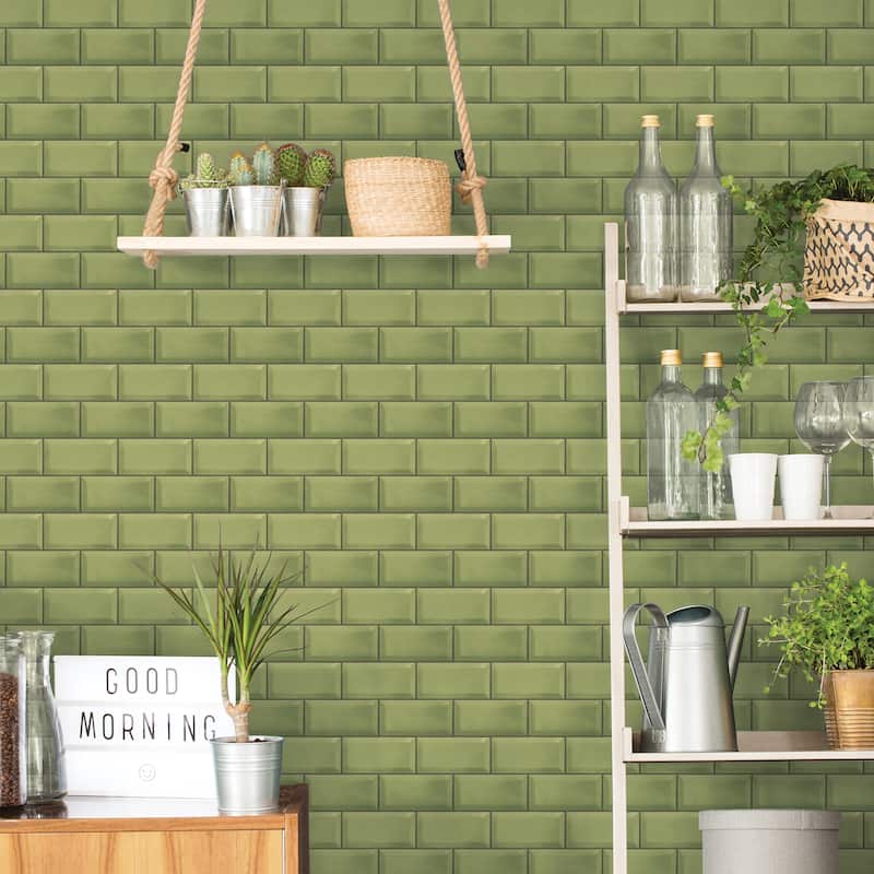 Galerie Wallcoverings Just Kitchens Metro Tile Vinyl on Non-woven Matte Wallpaper Roll
