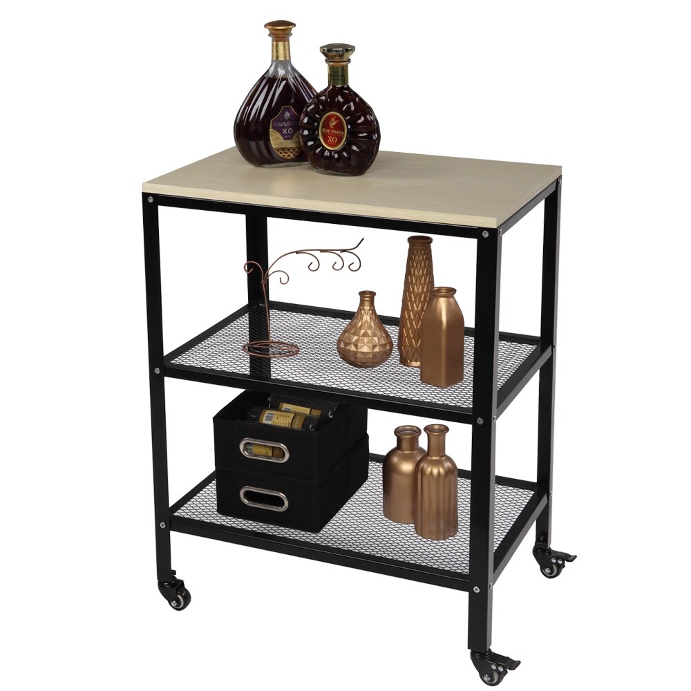 3-tier Rolling Metal Kitchen Storage Microwave Cart ...