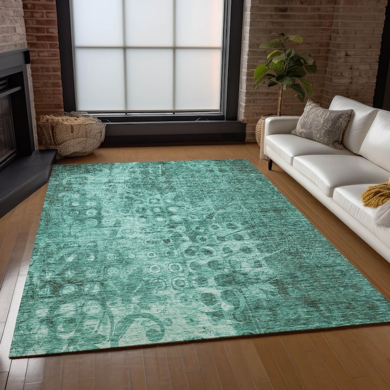 Machine Washable Indoor/ Outdoor Chantille Abstract Modern Rug