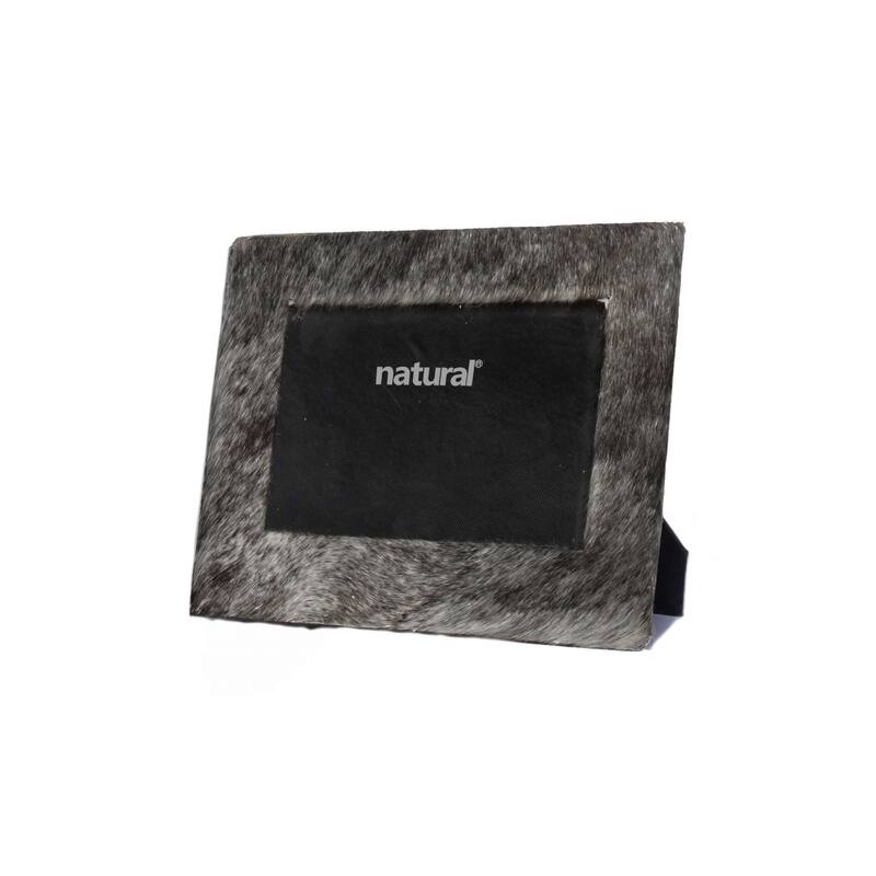 HomeRoots 4" x 6" Gray Cowhide Tabletop Picture Frame