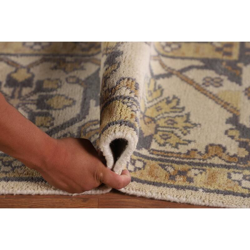 Beige Oushak Oriental Area Rug Handmade Oriental Wool Carpet - 8'1"x 9'10"