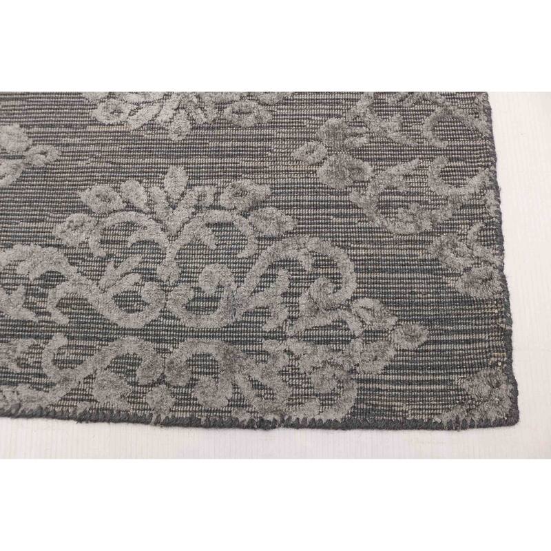 ECARPETGALLERY Hand Loomed Elysian Dark Grey Viscose, Wool Rug - 4'11 x 7'9