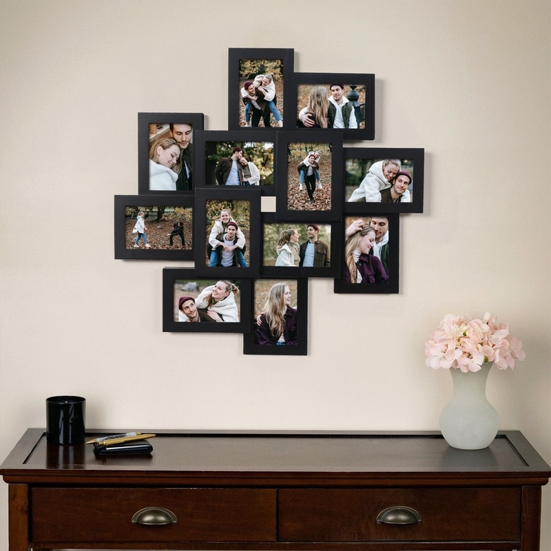 Adeco White Wall Collage Frame with Twelve 4x6-inch Openings - On