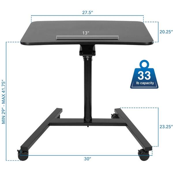 MountIt! Mobile Standing Laptop Desk with Wheels with Gas Spring Lift Mechanism Bed Bath