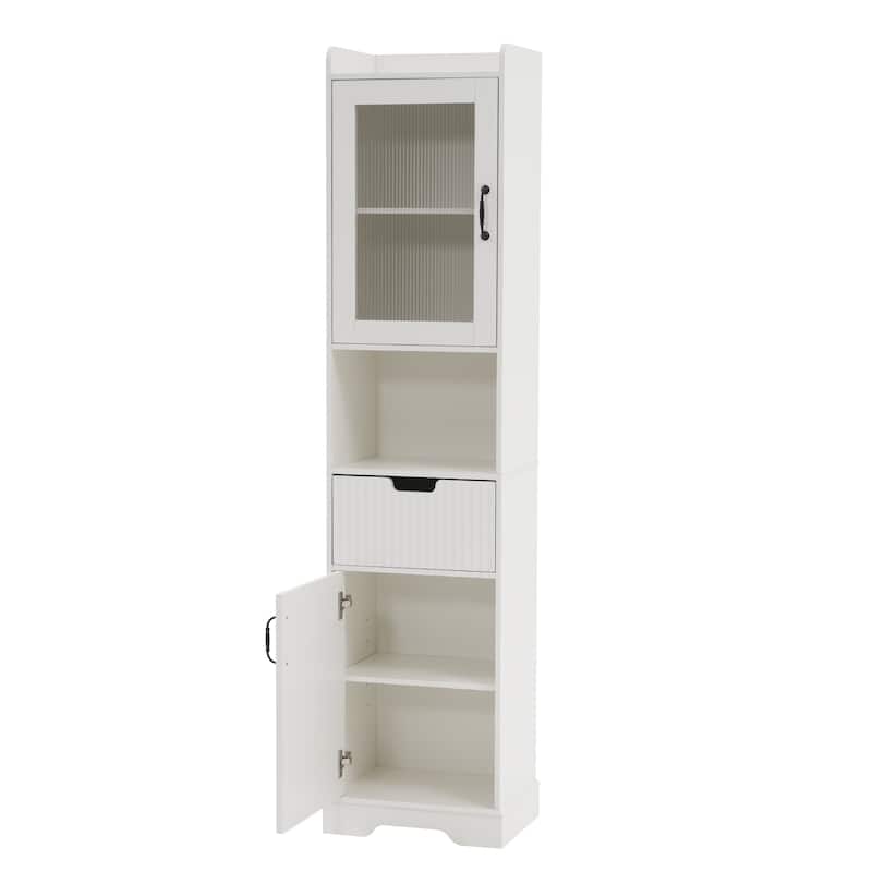Free Standing High Bathroom Cabinet With Multiple Storage Cabinets