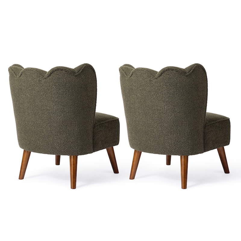 Glitzhome Set of 2 32.75"H Upholstered Tufted Accent Chair with Rubber Wood Legs