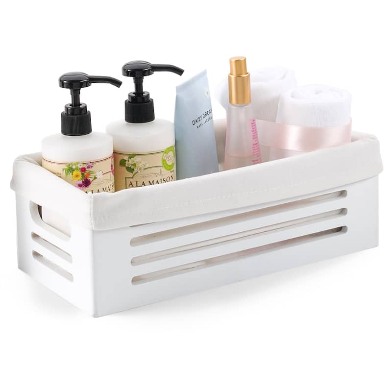 Creative Scents White Decorative Wooden Storage Bathroom Organizer