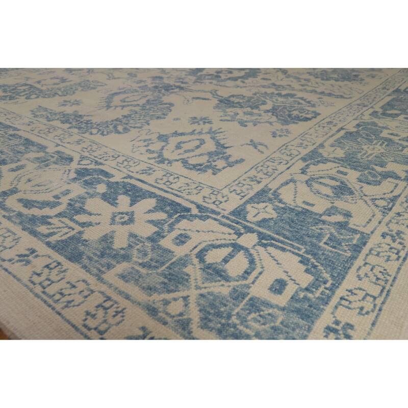 Hand Knotted Oriental 100% Wool Carpet Transitional All-Over Beige & Ivories Oushak Area Rug - 11' 11'' X 9' 3''