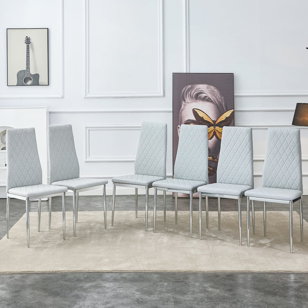 Modern Style Dining Chairs Set of 6 in Light Gray, Essential for Minimalist Homes