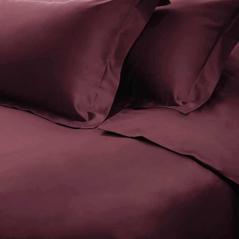 Superior Egyptian Cotton 650 Thread Count Solid Duvet Cover Set - Plum - Full - Queen
