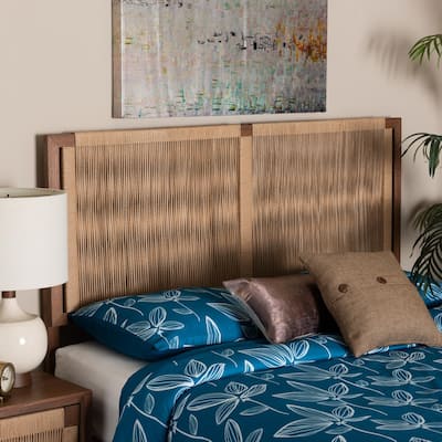 Holitz Natural Rope Woven Headboard - Mountable Bed Backboard with Bayur Wood Frame, Modern Boho Accent for Bedroom Decor