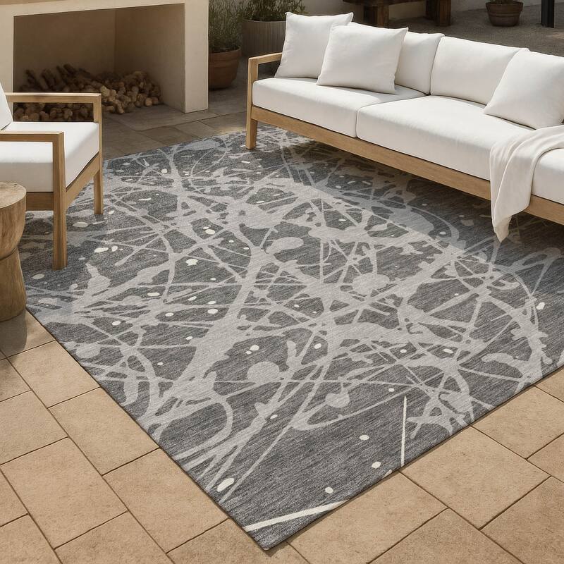 Machine Washable Indoor/ Outdoor Modern Campo Chantille Rug - Gray - 9' x 12'