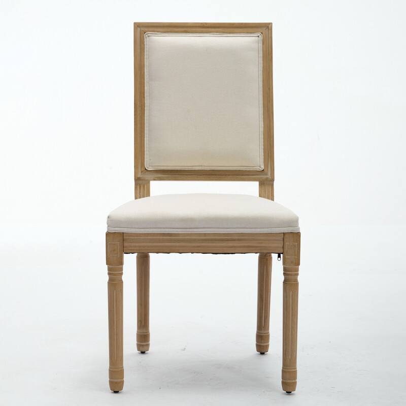 Chairs Set of 2, Louis Dining Chairs with Square Backrest and Exquisitely Carved Solid Wood Frame for Living Room, Kitchen