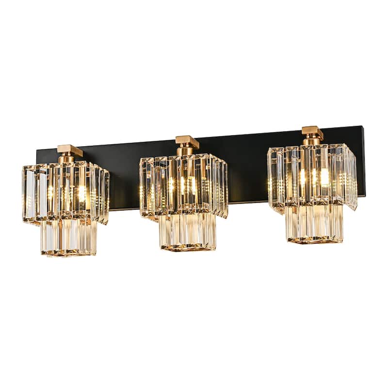 Modern Dimmable Glam Crystal Bathroom Vanity Lights - Black & Gold