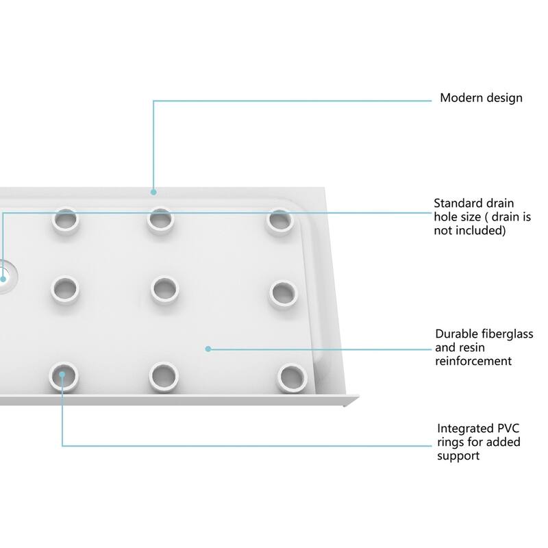 Indigo Home 60x30 inch Single Threshold Shower Tray Right Drain in White