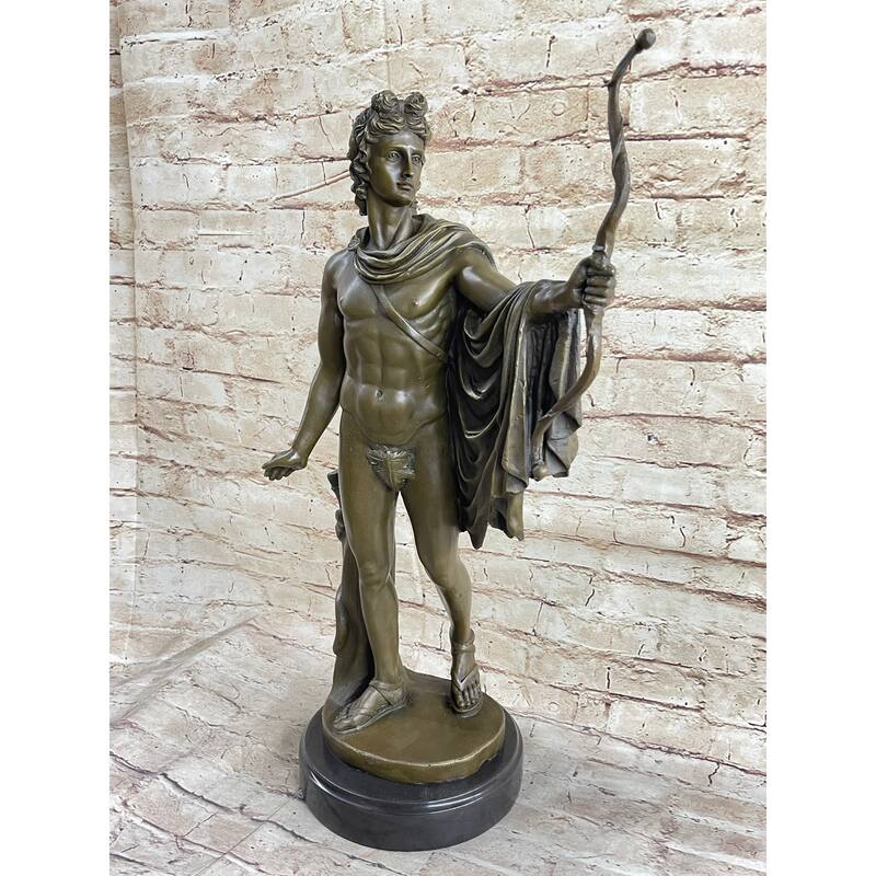 Apollo As An Archer With Bow - Bronze Sculpture Statue Greek Roman Mythology Art