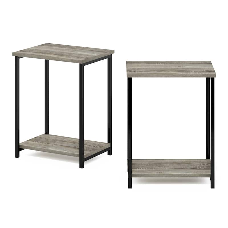 Furinno Simplistic Industrial Metal Frame End Table, 2-Pack, Espresso