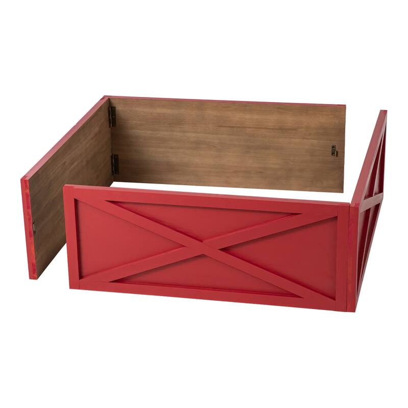 Glitzhome 32"L Rustic Christmas Wooden Tree Collars